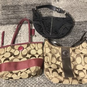 3 coach handbags Authentic Bundle.